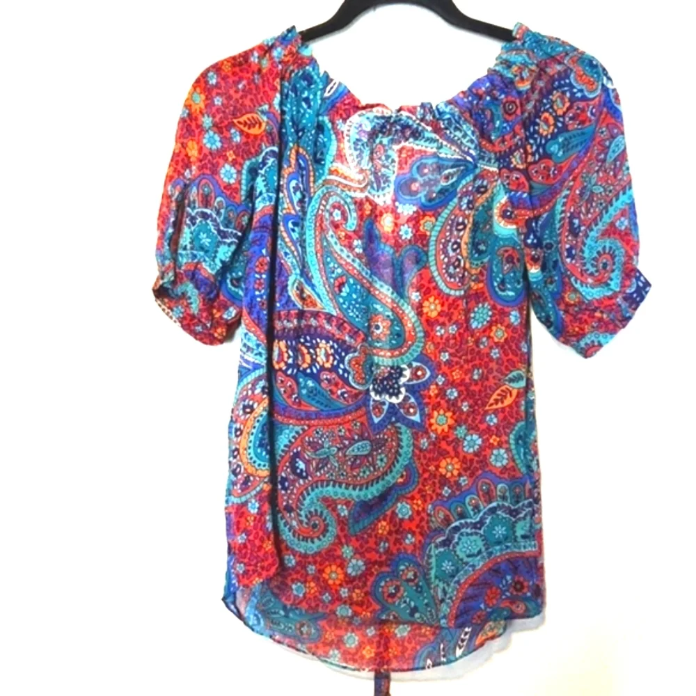 Moda International 100% Silk Beaded Sequined Peasant Blouse Size XS - Picture 8 of 13